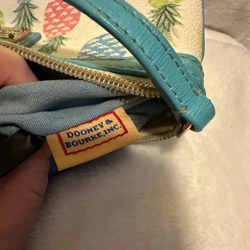 Dooney & Bourke Multicolor Pineapple Print Wristlet with Turquoise Trim